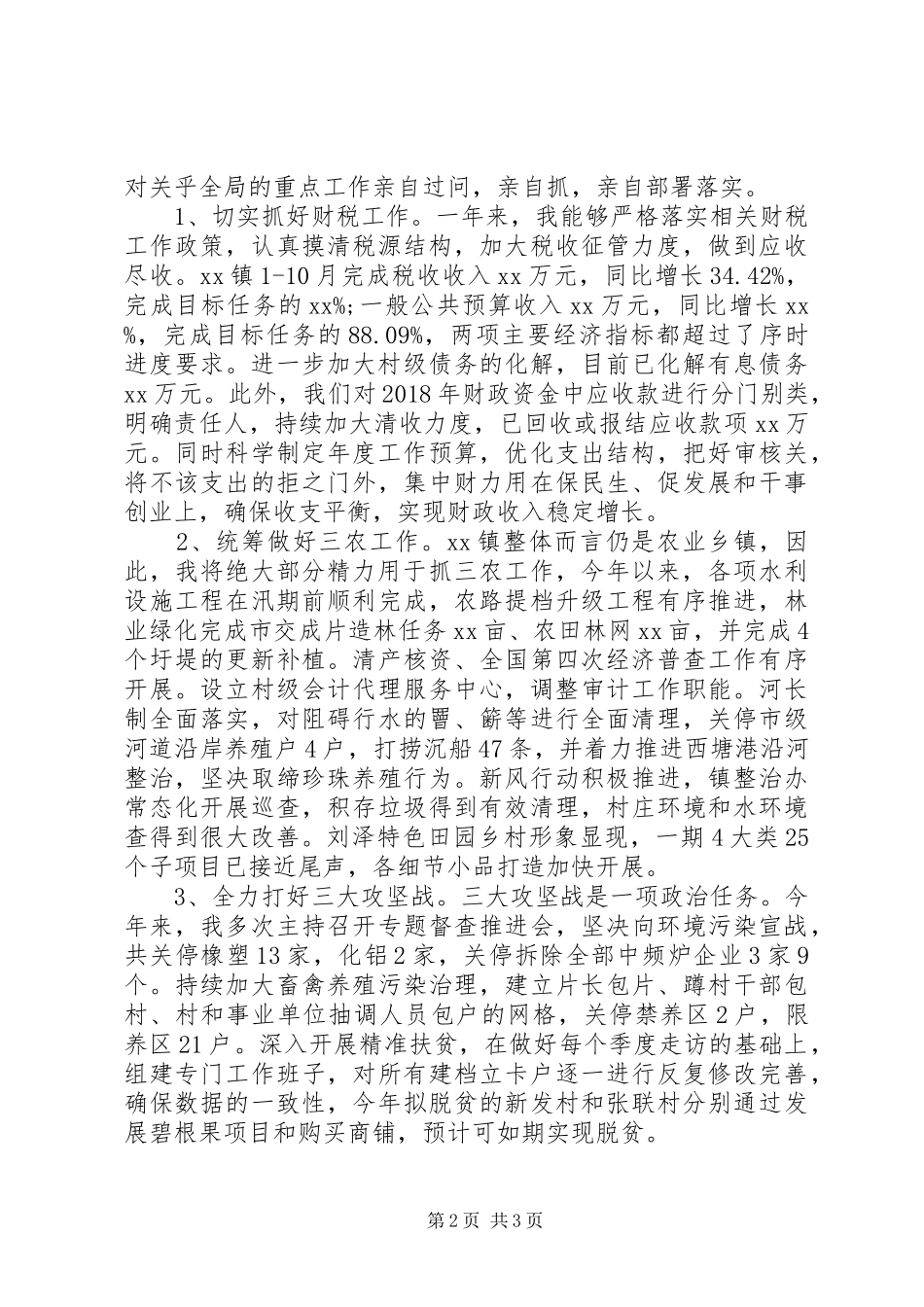 XX年乡镇镇长述职报告_第2页