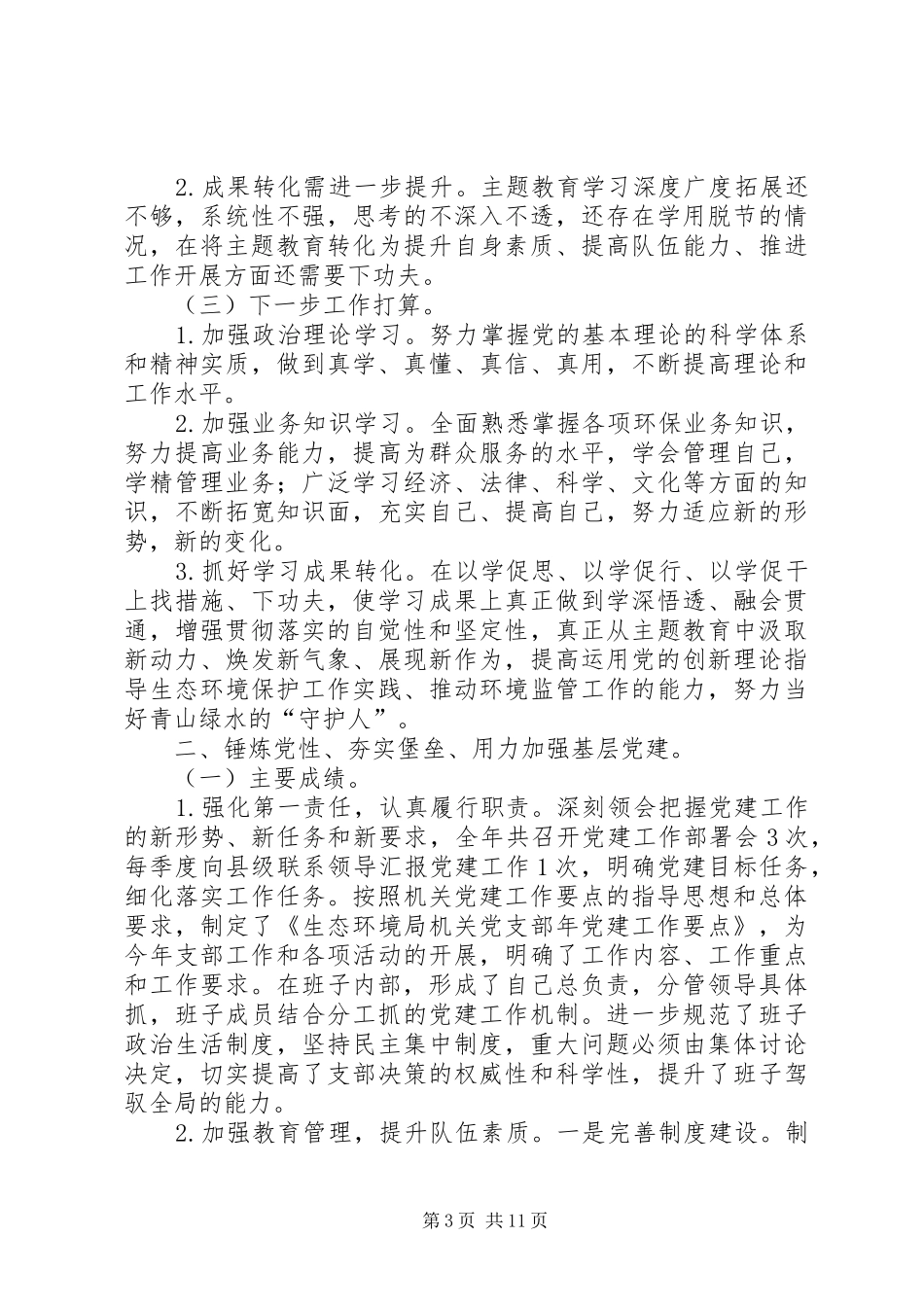 生态环境局落实主体责任述职报告_第3页