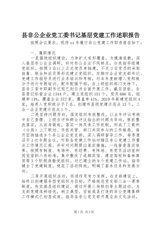 县非公企业党工委书记基层党建工作述职报告