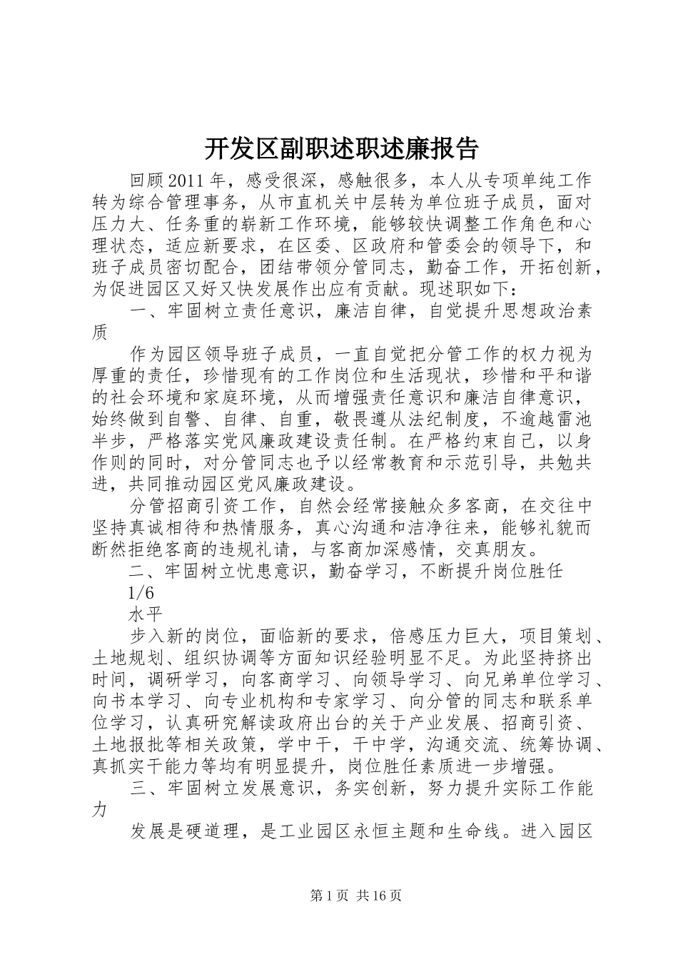 开发区副职述职述廉报告_第1页