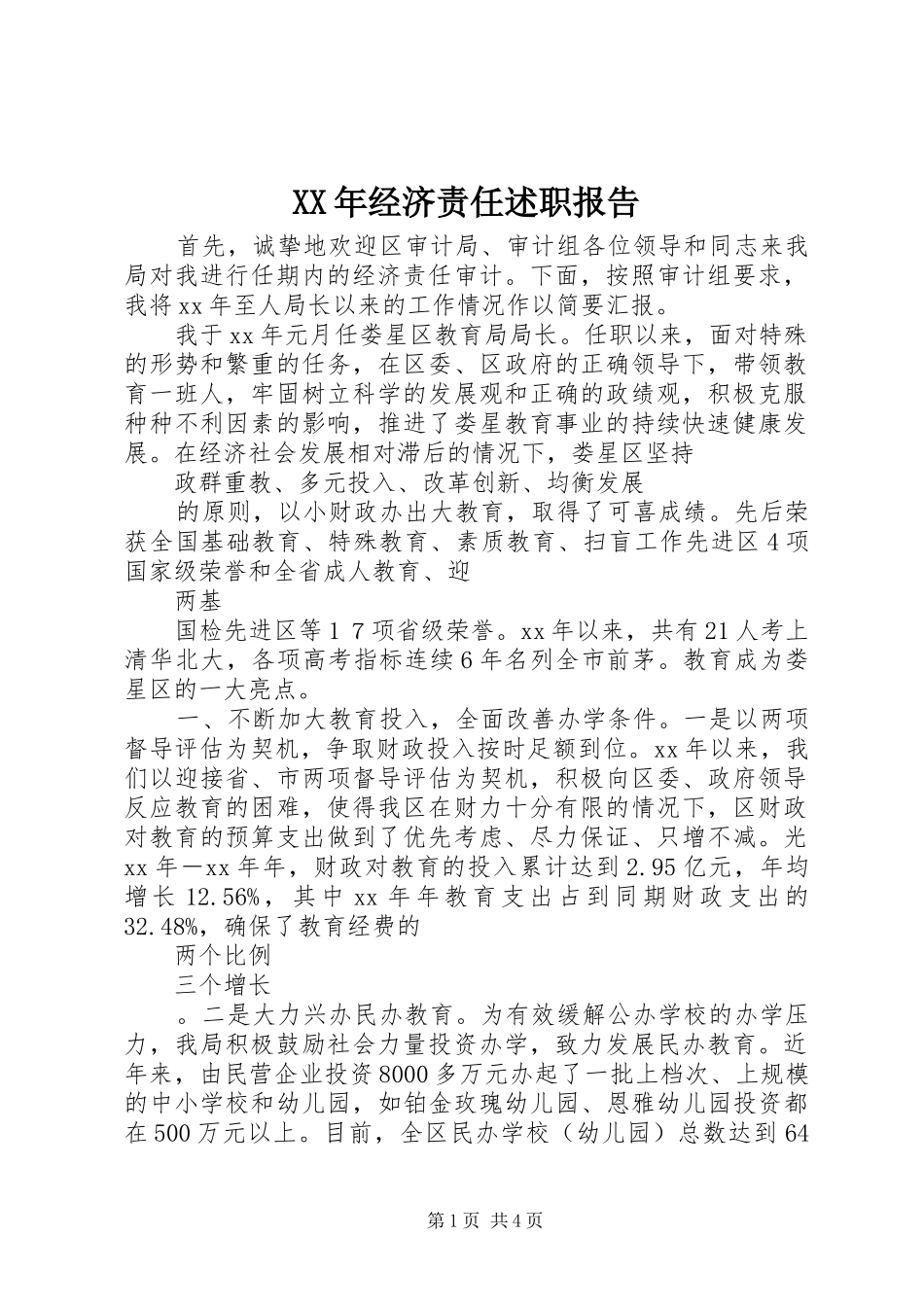 XX年经济责任述职报告_第1页