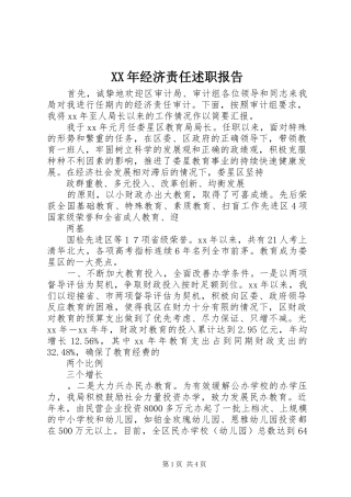 XX年经济责任述职报告
