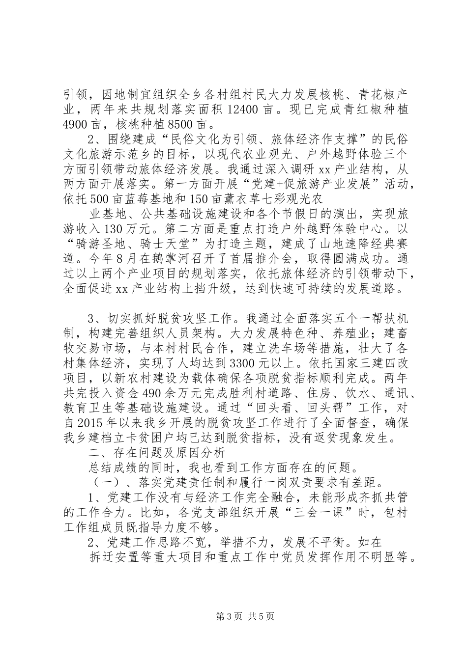 XX乡镇XX年履行基层党建工作第一责任人职责述职报告_第3页