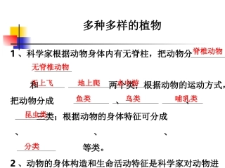 《种类繁多的动物》教科版小学科学六年级上册第四单元PPT课件