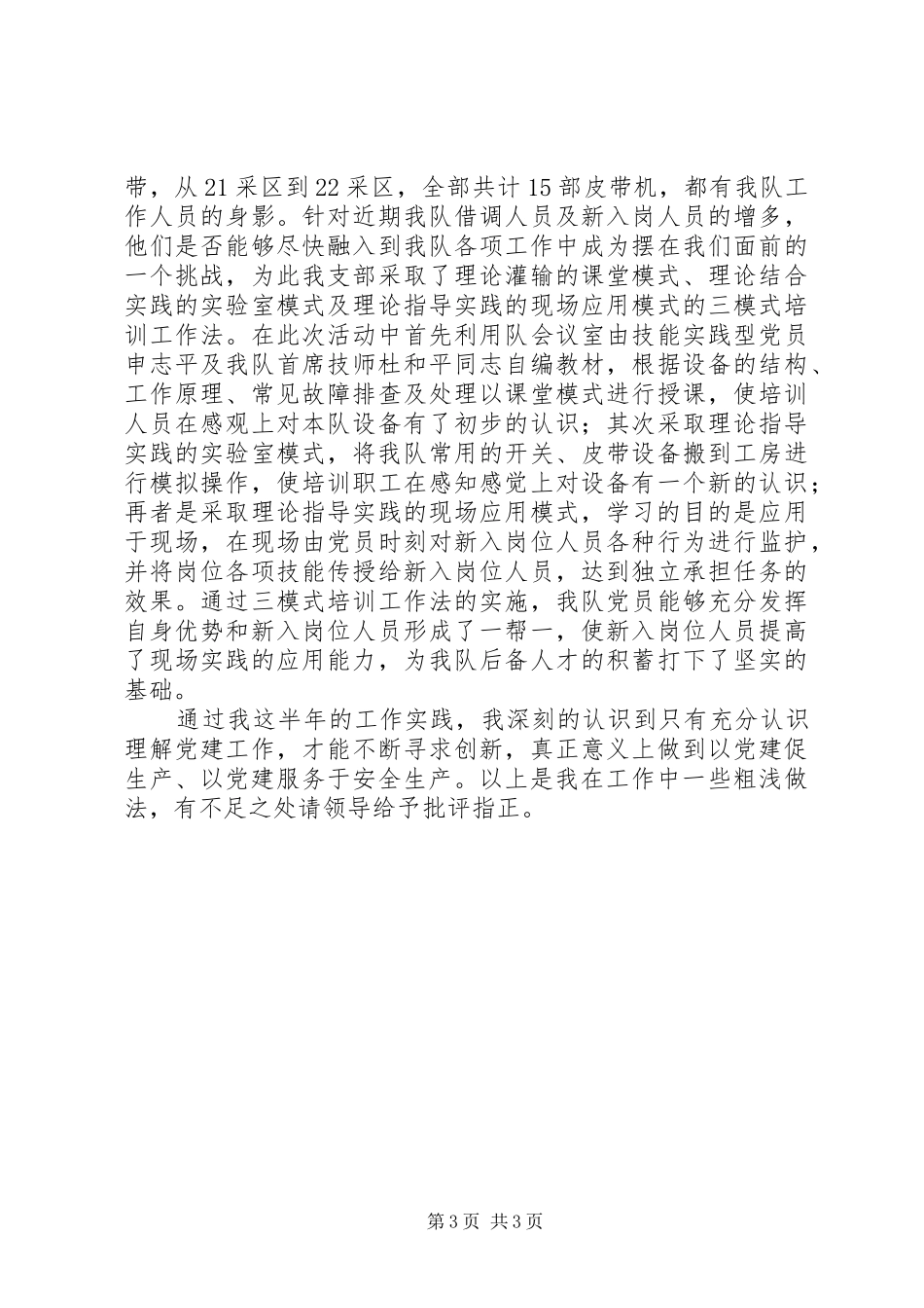 20XX年机运队党支部书记述职报告_第3页