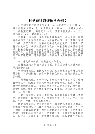 村党建述职评价报告例文