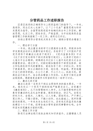 分管药品工作述职报告