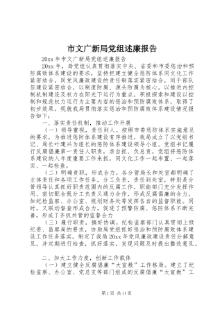 市文广新局党组述廉报告