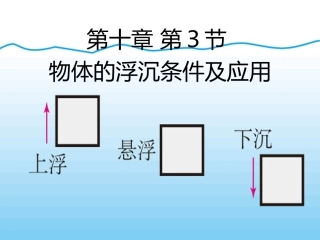 人教版八年级物理下册第十章《浮力》第3节《物体的浮沉条件及应用》课件