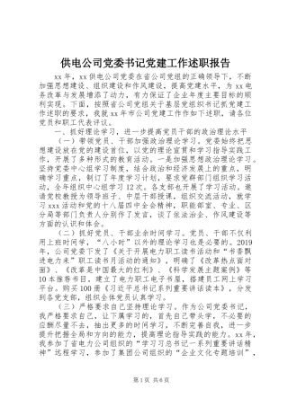 供电公司党委书记党建工作述职报告