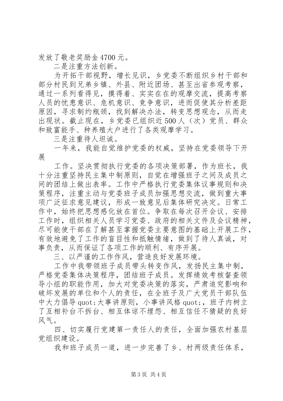 XX年乡镇党委书记年终述职报告范文_第3页