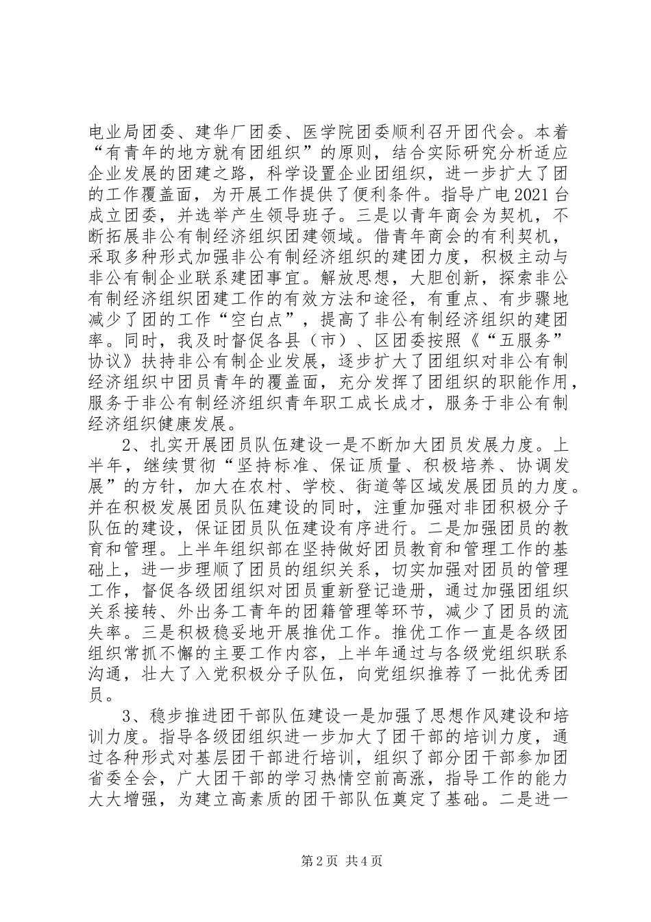 团市委组织部部长上半年述职报告_第2页