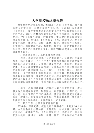 大学副校长述职报告