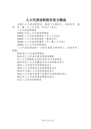 人大代表述职报告范文精选
