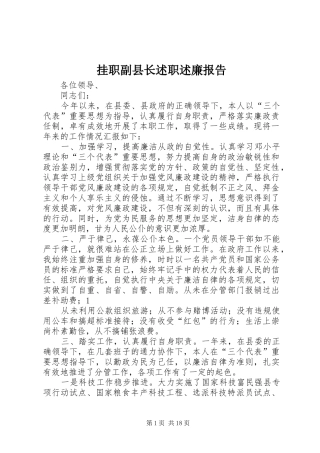 挂职副县长述职述廉报告