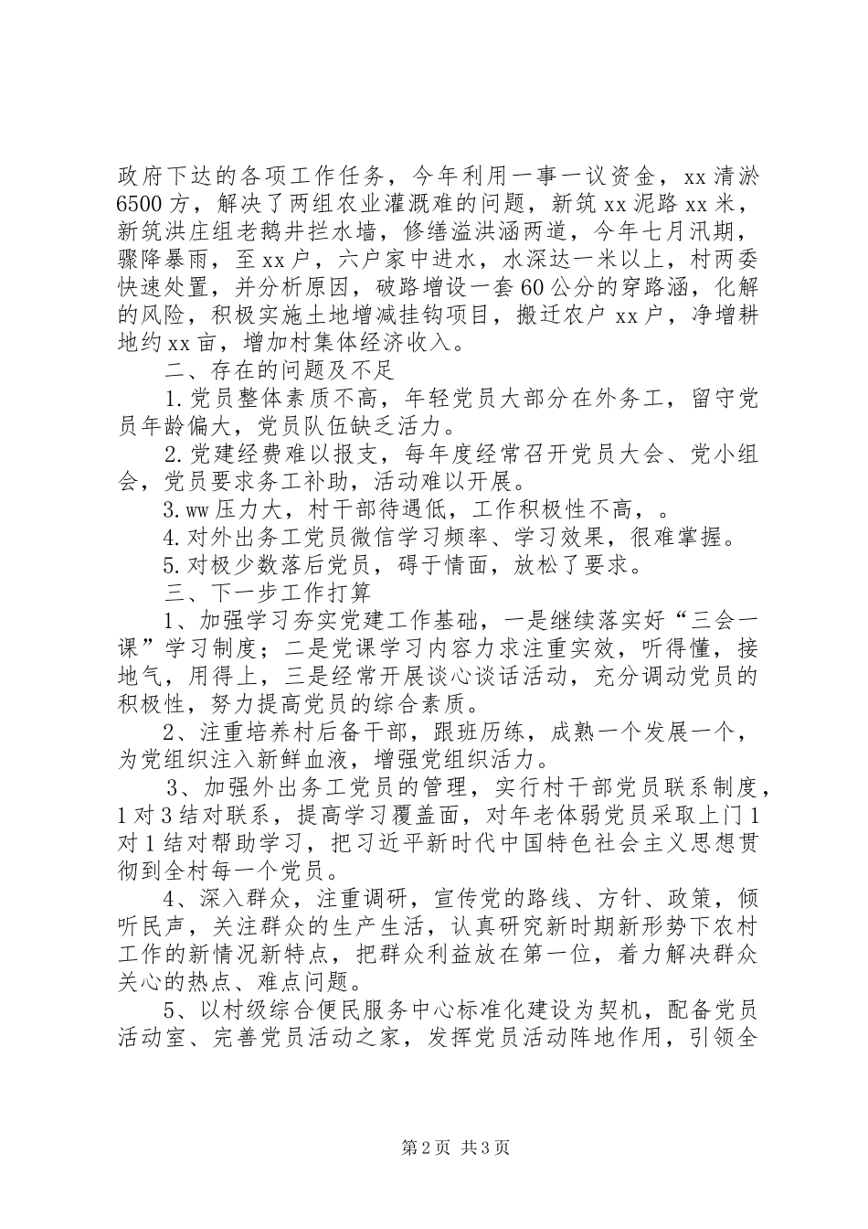 XX年度村党支部抓党建工作述职报告_第2页