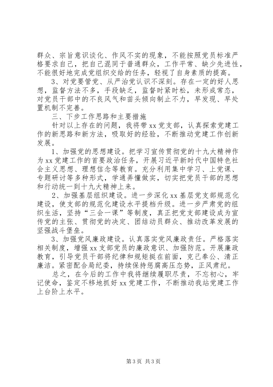 201X年抓基层党建工作述职报告（党支部书记）_第3页