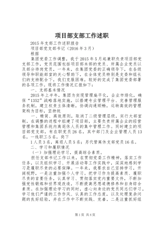 项目部支部工作述职