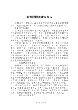 共青团团委述职报告