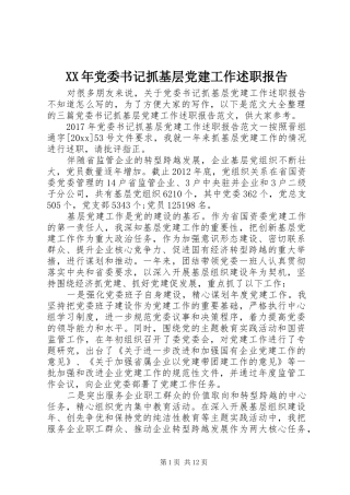 XX年党委书记抓基层党建工作述职报告 (13)