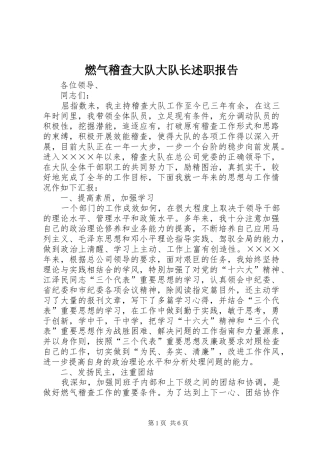 燃气稽查大队大队长述职报告