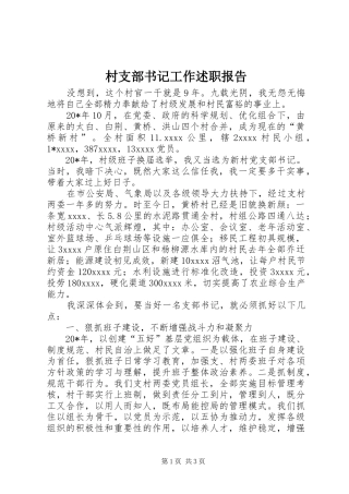村支部书记工作述职报告