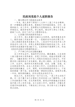 民政局党组个人述职报告