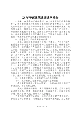 XX年干部述职述廉述学报告