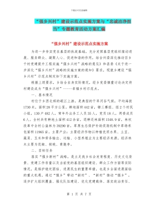 “强乡兴村”建设示范点实施方案与“忠诚干净担当”专题教育活动方案汇编