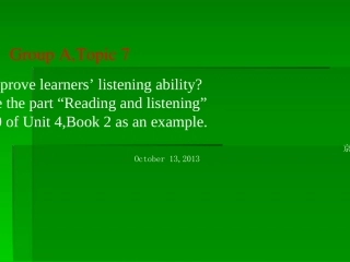 高中英语创新教学演讲（Topic：Howtoimprovelearners’listeningability）