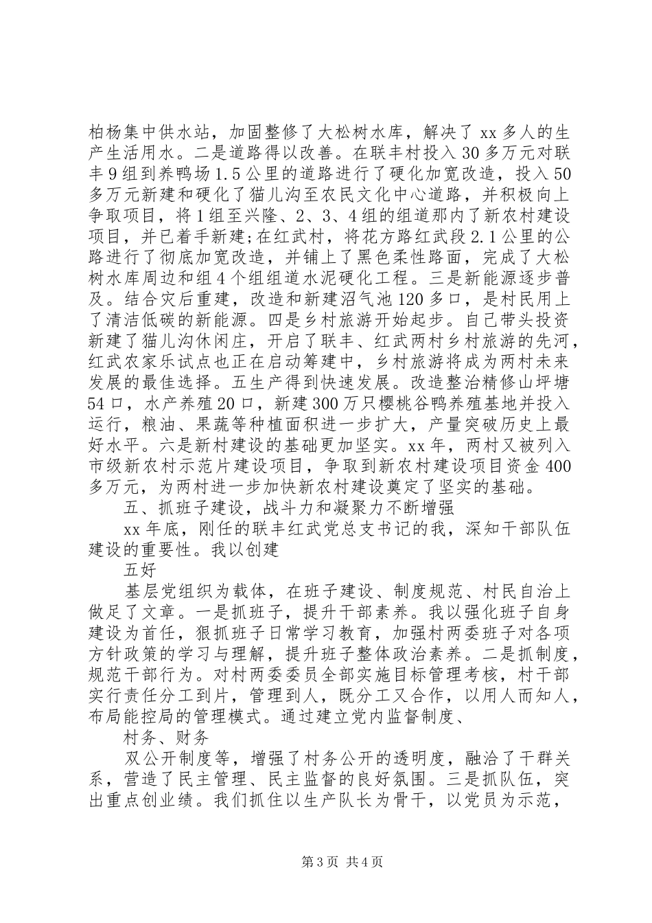 20XX年农村党支部书记年终述职报告范文_第3页