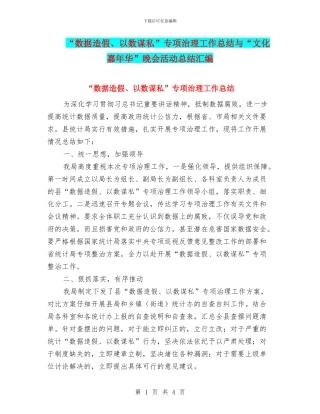 “数据造假、以数谋私”专项治理工作总结与“文化嘉年华”晚会活动总结汇编