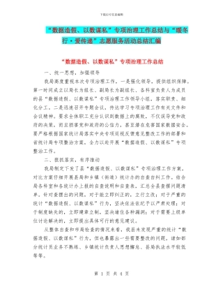 “数据造假、以数谋私”专项治理工作总结与“暖冬行·爱传递”志愿服务活动总结汇编