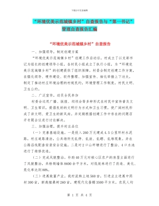 “环境优美示范城镇乡村”自查报告与“第一书记”管理自查报告汇编