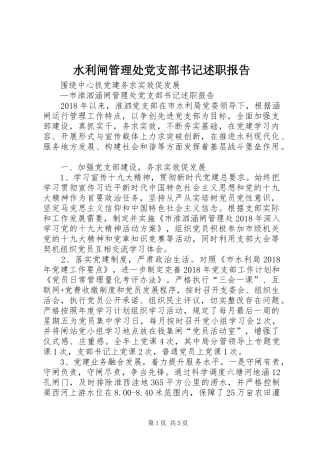 水利闸管理处党支部书记述职报告