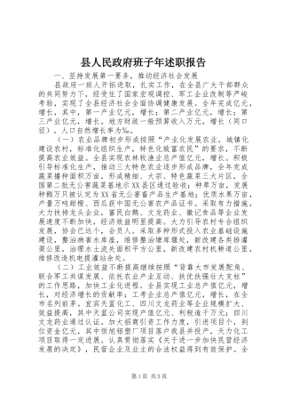 县人民政府班子年述职报告