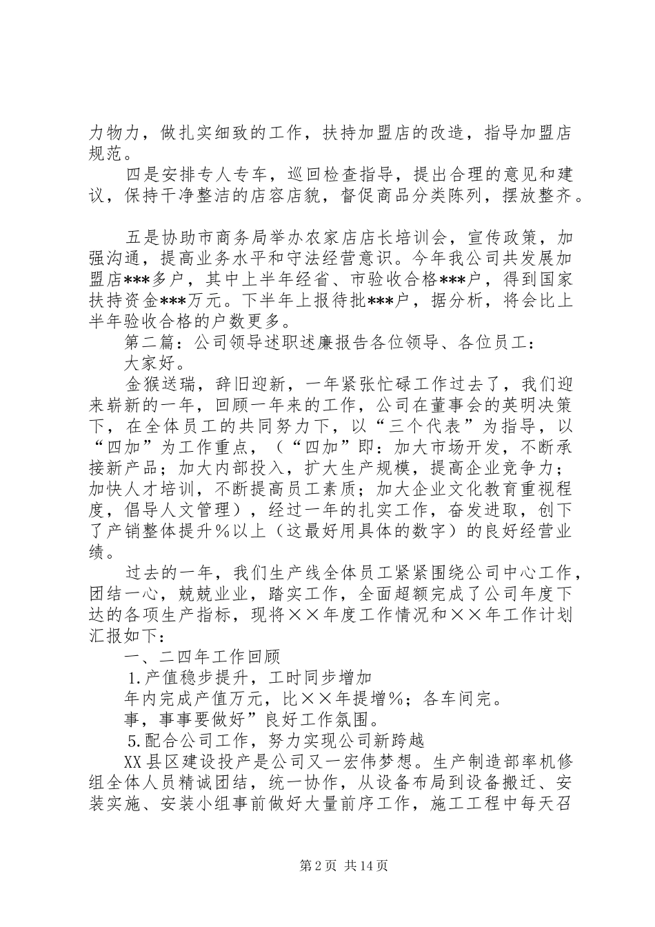 公司高层领导述职述廉报告_第2页
