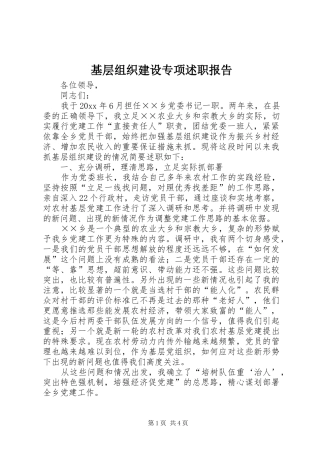 基层组织建设专项述职报告