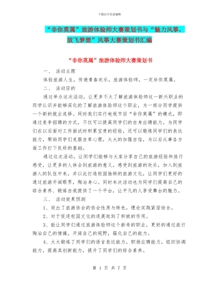 “非你莫属”旅游体验师大赛策划书与“魅力风筝