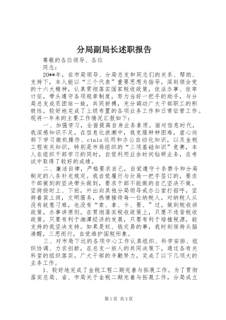 分局副局长述职报告