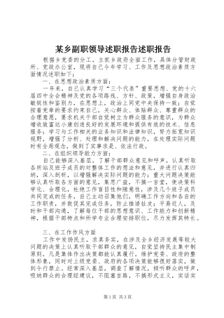 某乡副职领导述职报告述职报告