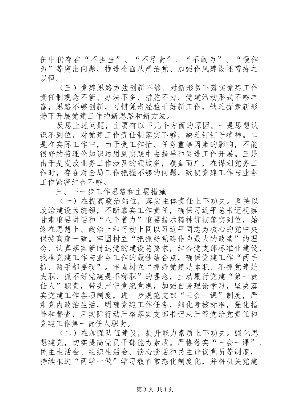 市发改局党支部书记抓基层党建工作述职报告_第3页