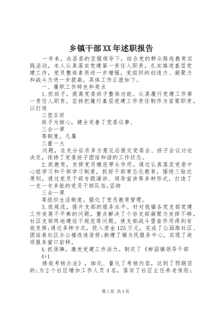 乡镇干部XX年述职报告