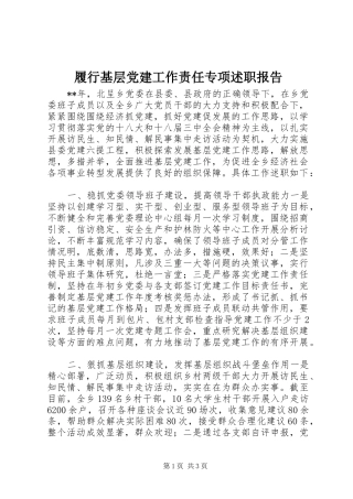 履行基层党建工作责任专项述职报告