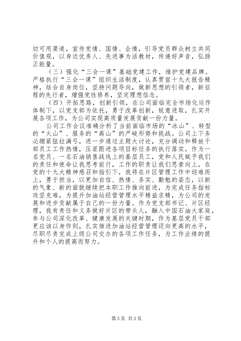 公司党支部书记年度述职报告_第3页