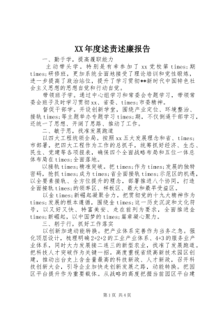 XX年度述责述廉报告