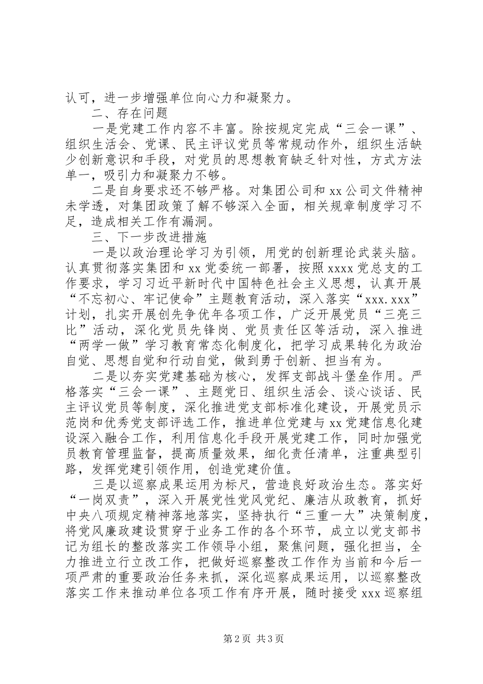 XX年度抓党建述职报告（公司党支部书记）_第2页