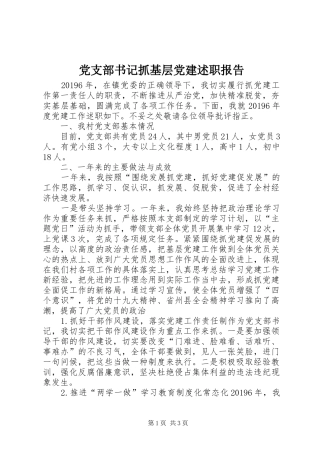 党支部书记抓基层党建述职报告
