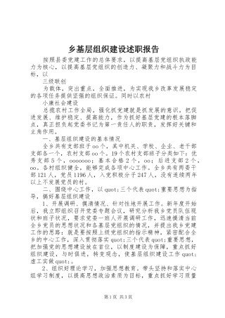 乡基层组织建设述职报告