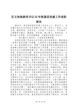 区文体旅游局书记XX年抓基层党建工作述职报告